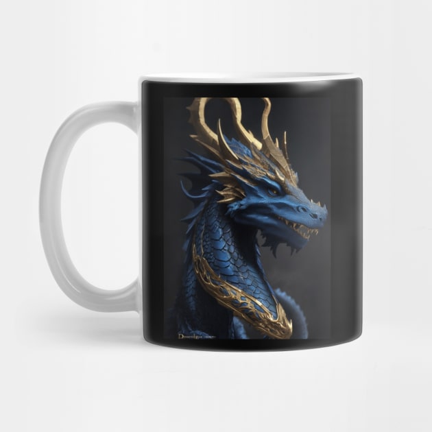 Blue and gold dragon by Love of animals